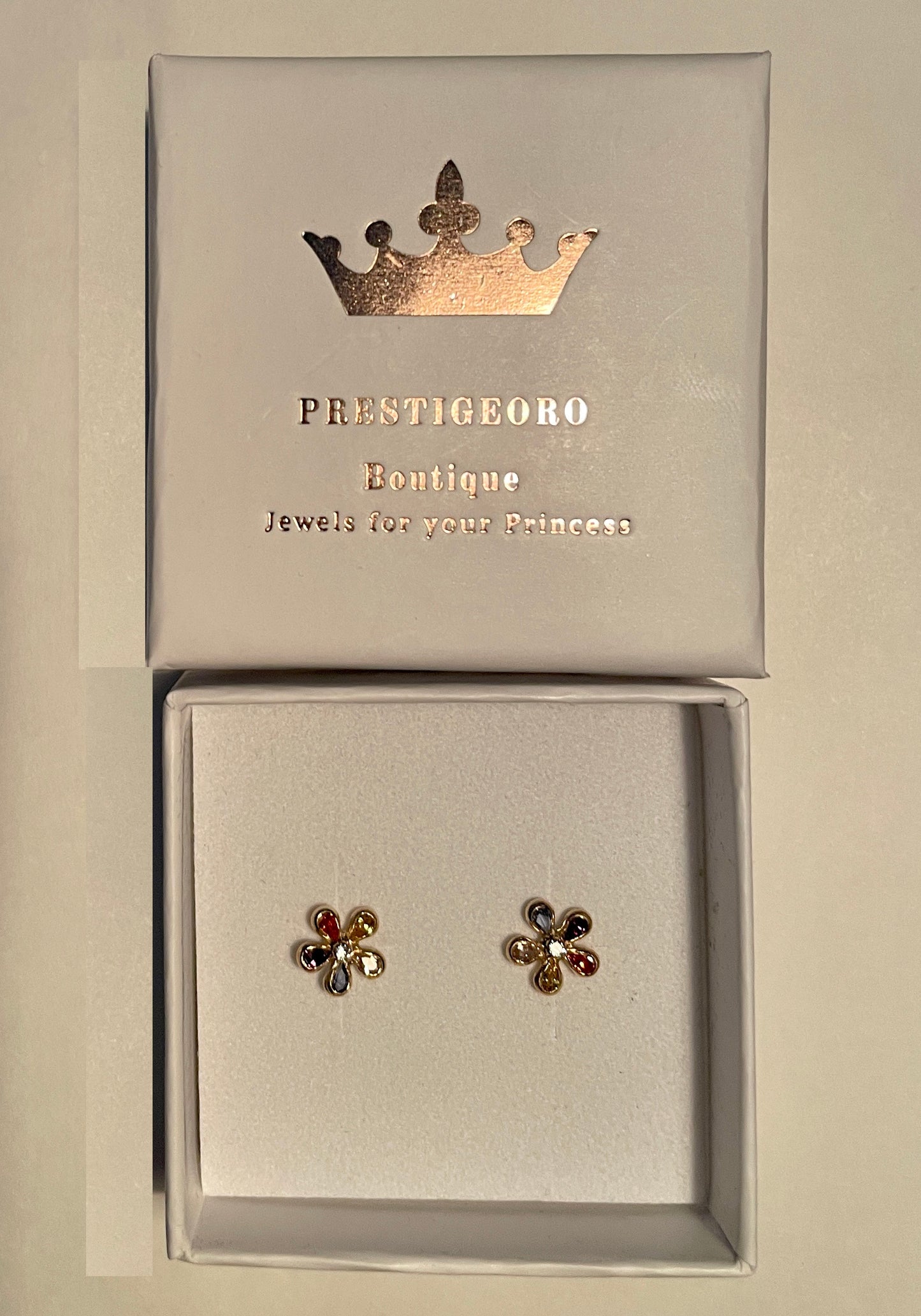 Pendientes oro Flor Multicolor (Oro 9K)