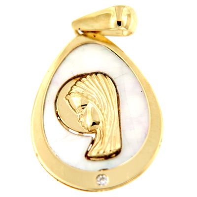 Medalla Virgen Niña nácar Gota (Oro 18k)