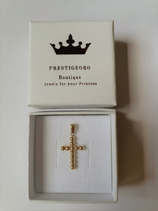 Cruz oro 25mm Bolitas (Oro 9K)
