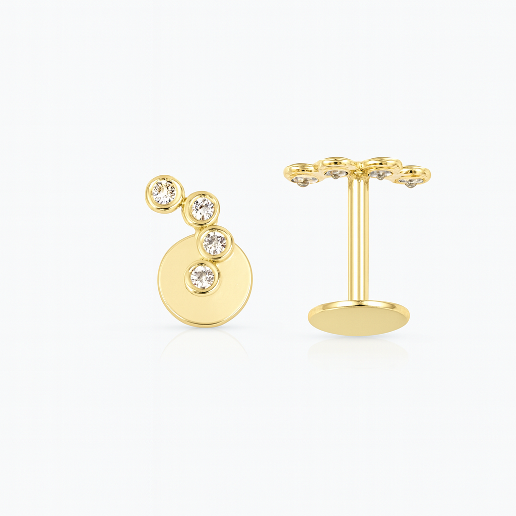 Piercing oro oreja Hélix 3 circonitas (Oro 9K)