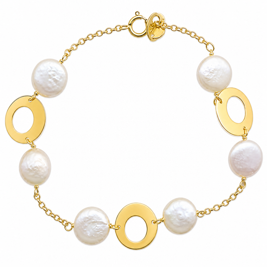 Pulsera Perlas Coin cultivadas (Oro 18K)