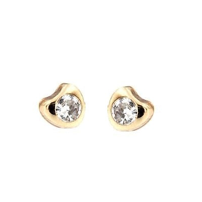 Par de Pendientes chatón Corazón Zrc 3mm (Oro 18K)