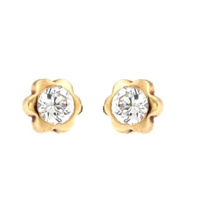 Par de Pendientes Chatón margarita 4 mm (Oro 18K)