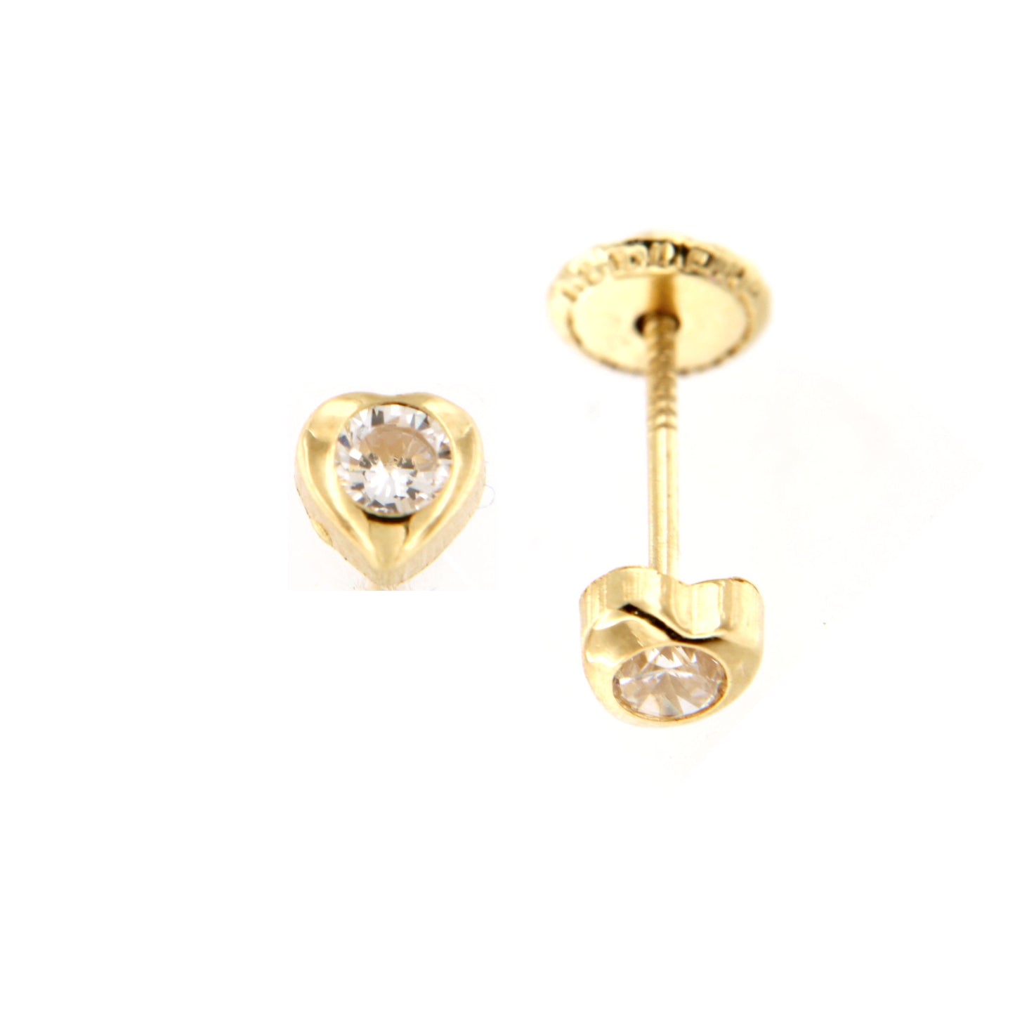 Par de Pendientes chatón Corazón Zrc 3mm (Oro 18K)