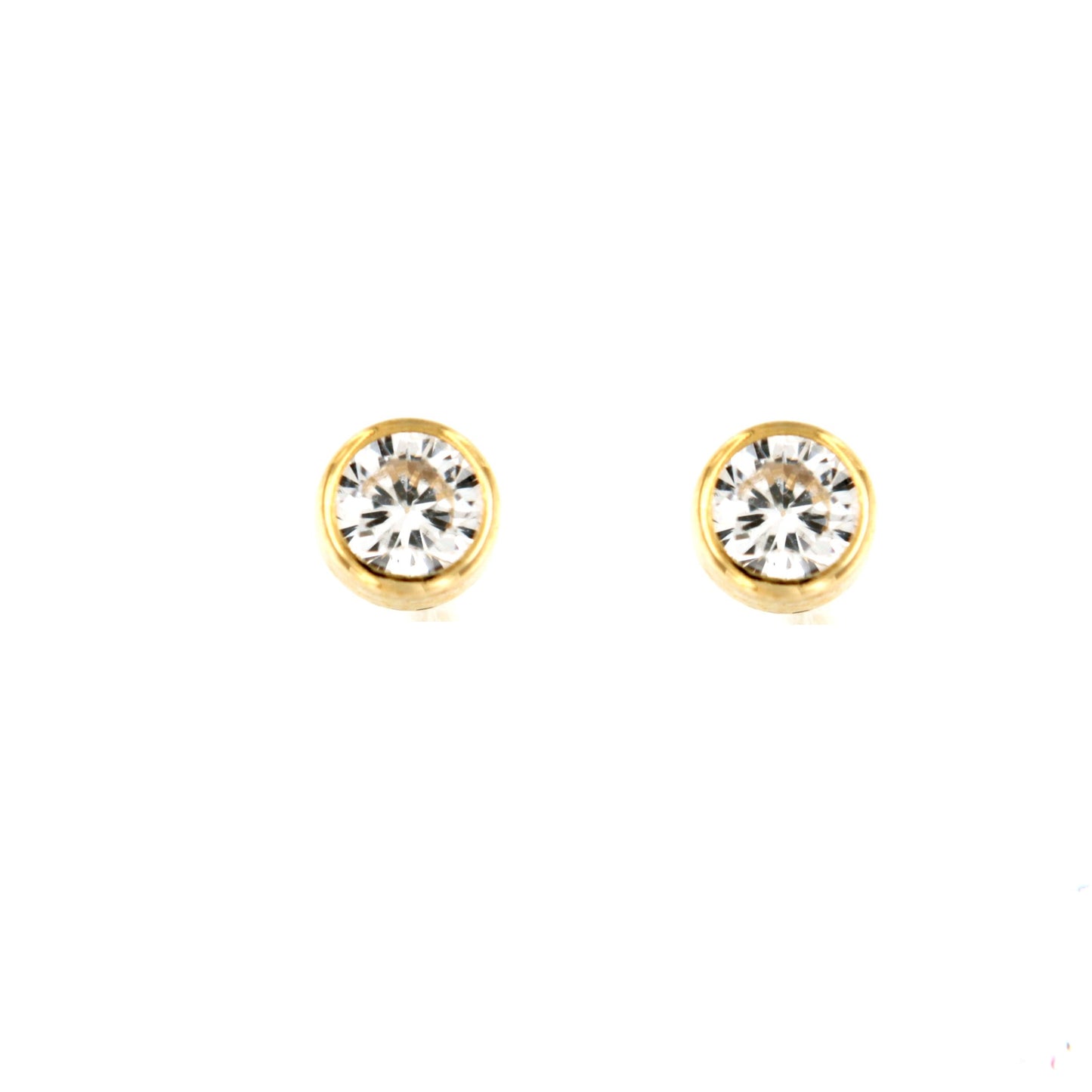 Par de Pendientes Chatón Rd. 3 mm (Oro18K)