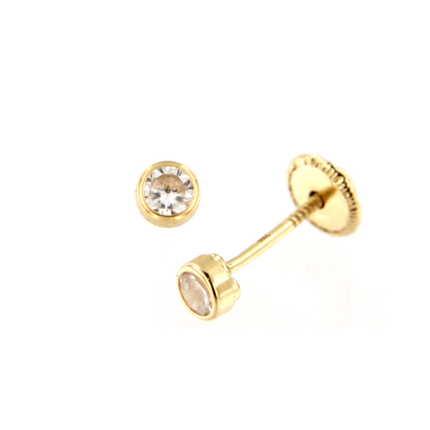 Par de Pendientes Chatón Rd. 3 mm (Oro18K)
