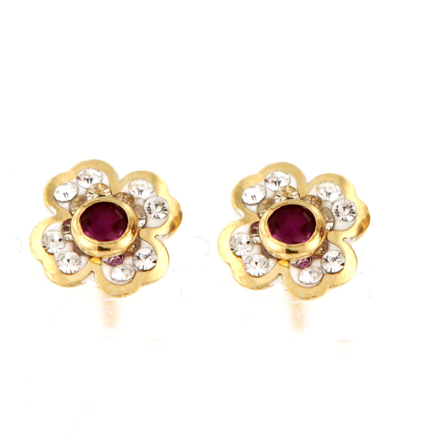 Par de Pendientes Flor Cristal (Oro 18K)