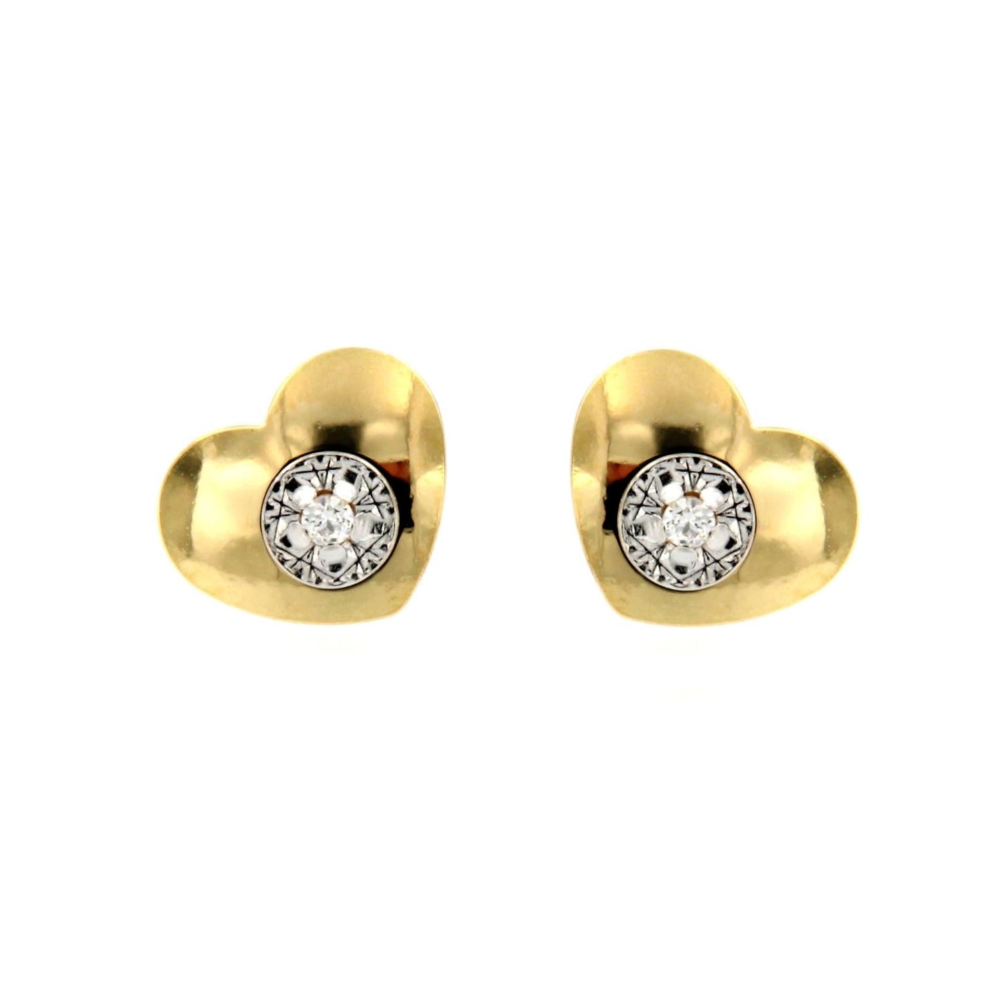 Par de Pendientes Mini Corazón circonita (Oro 9K)