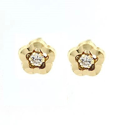 Par de Pendientes Mini Margarita tallada (Oro 18K)