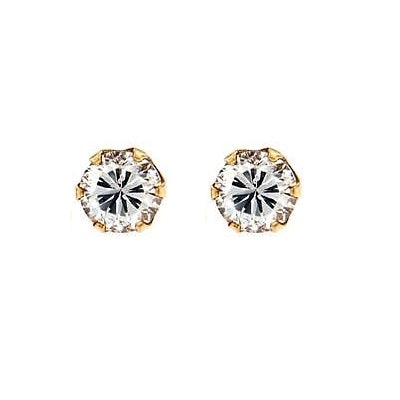Par de Pendientes Garra Red. 4mm/6p (Oro 9K)