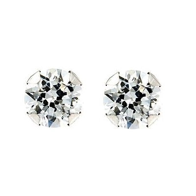 Par de Pendientes Garra Red. 6 mm/4 p (Oro Blanco 9 K)