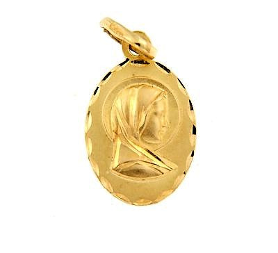 Medalla oro Virgen María Oval tallada (Oro 9K)