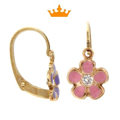 Pendientes Dormilonas Flor Esm. (Oro 18K)