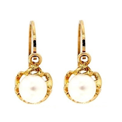 Par de Pendientes Dormilonas Perla-Flor (9K)