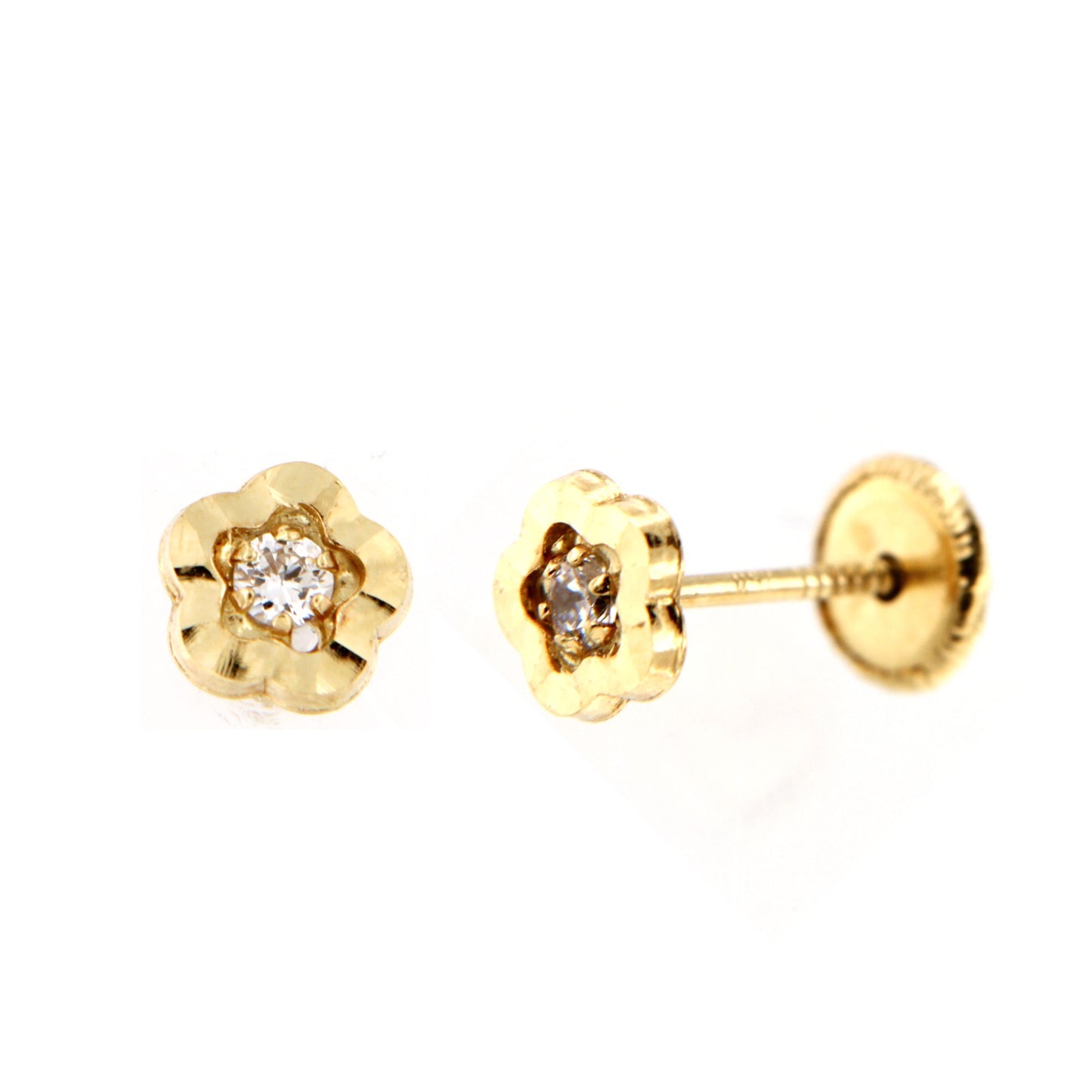 Par de Pendientes Mini Margarita tallada (Oro 18K)