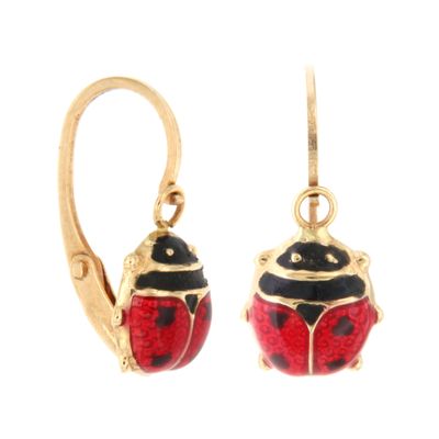 Par de Pendientes Dormilonas Mariquita/Lady Bug (Oro 9K)
