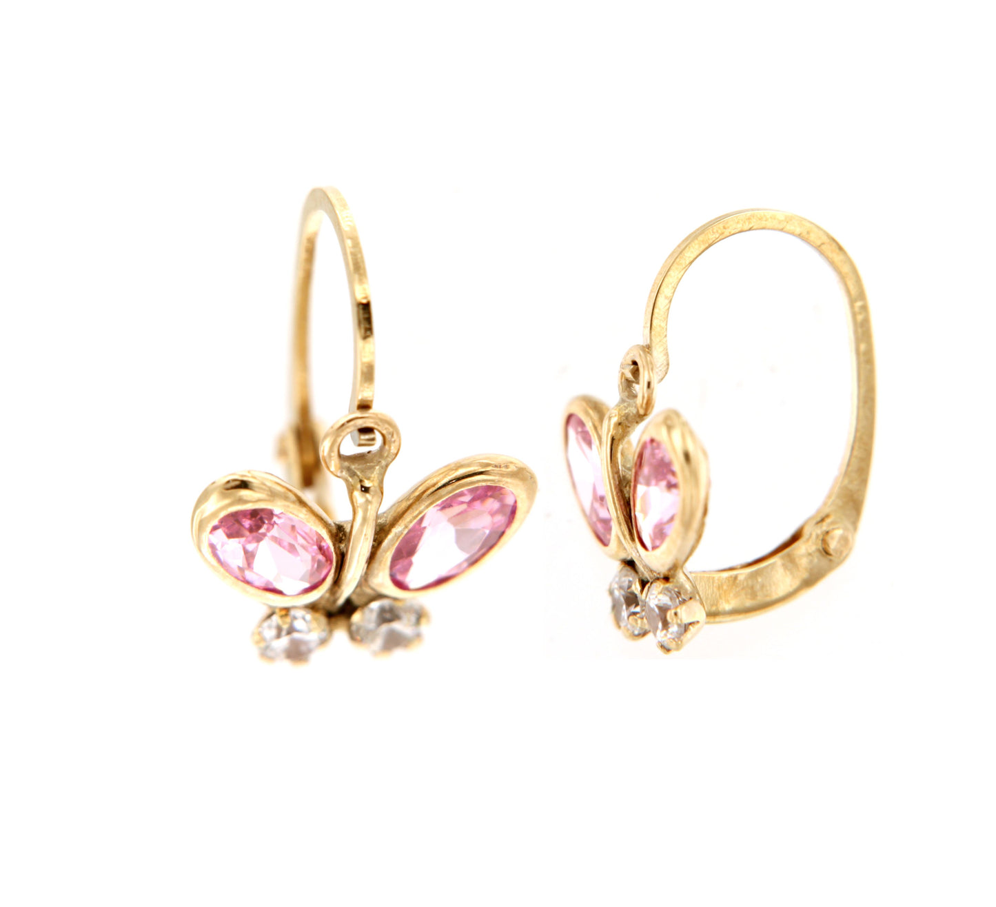 Par de Pendientes Dormilonas Mariposas Circonitas (Oro 9K)