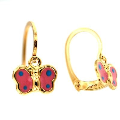 Par de Pendientes Dormilonas Mariposas (Oro 9K)