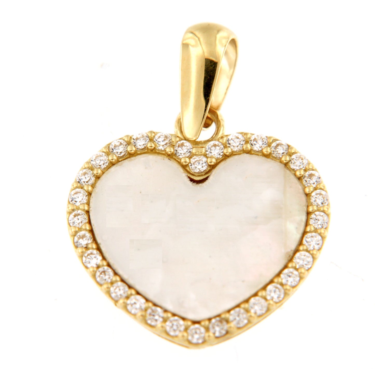 Colgante Corazón Mediano Nácar con circonitas (Oro 18K)