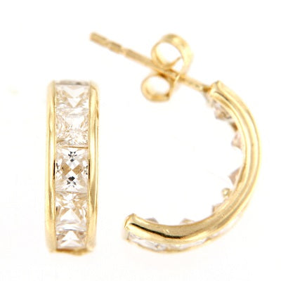 Pendientes 1/2 Aros carril circonitas (Oro 9K)