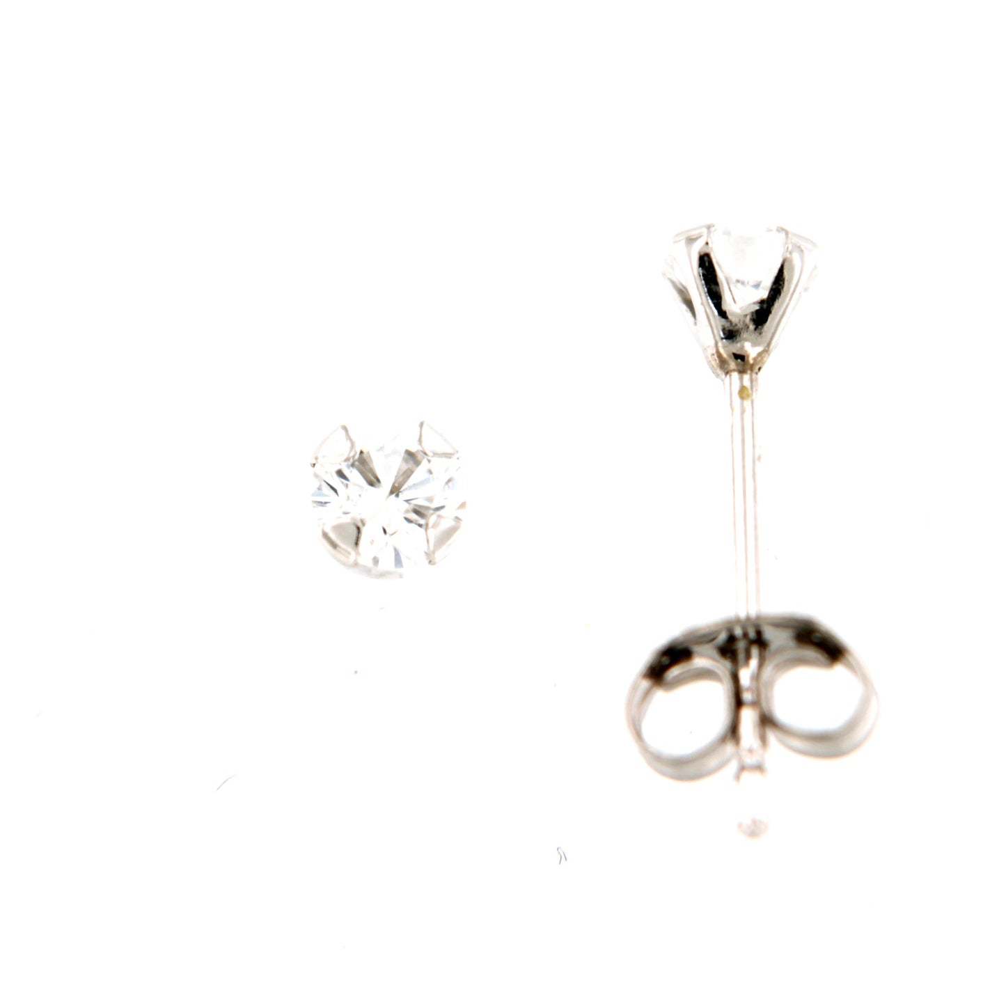 Par de Pendientes Garra Red. 3mm/4p (Oro Blanco 9K)