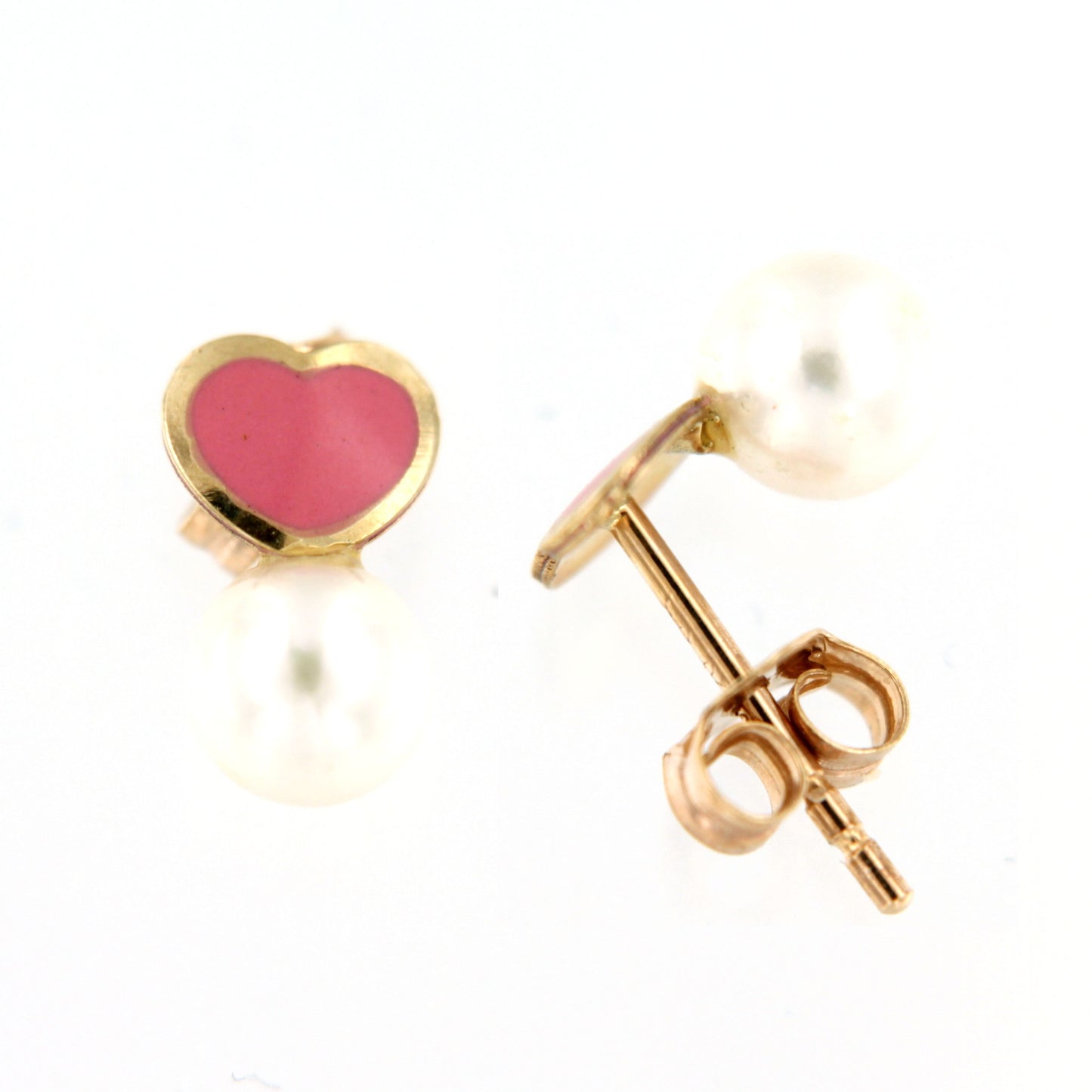 Pendientes oro Corazón/Perla (Oro 9K)