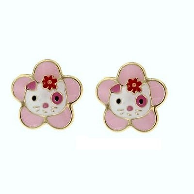 Par de Pendientes Rose Lovely Kitten Daisy (Oro 9K)
