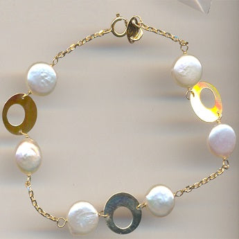 Pulsera Perlas Coin (Oro 18K)