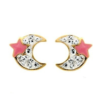 Par de Pendientes Luna de Crystal (Oro 9K)
