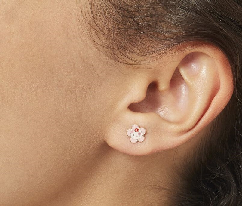 Par de Pendientes Rose Lovely Kitten Daisy (Oro 9K)