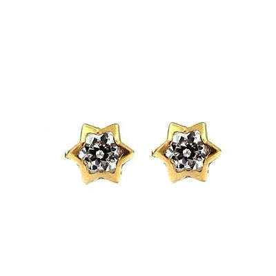 Par de Pendientes chatón Estrella 3mm (Oro 18k)