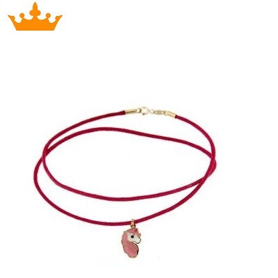 Colgante Unicornio "Lily" (Oro 9K) con cordón Fucsia