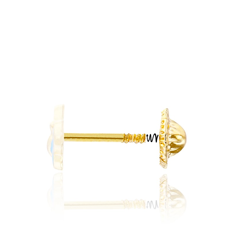 Par de Pendientes Corona rosa "Baby Princess" (Oro 18K)