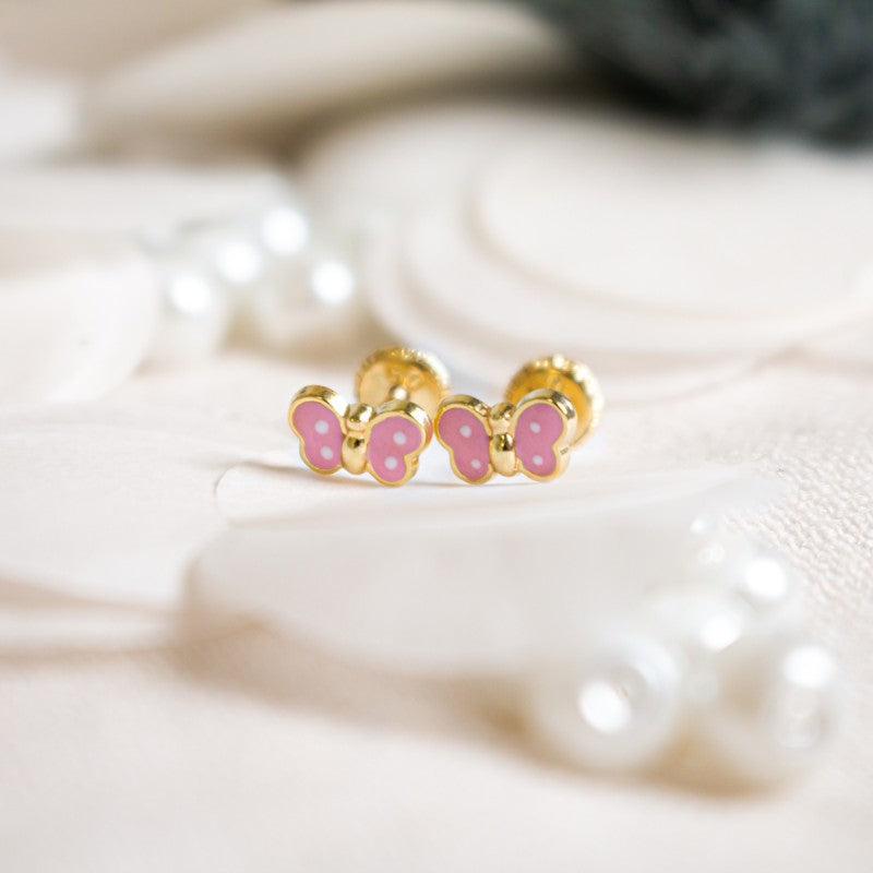 Par de Pendientes Mariposa puntos (Oro 9K)