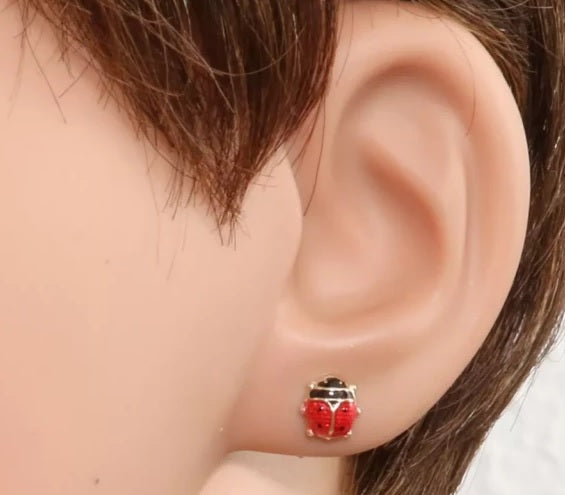 Par de Pendientes Mariquita / Lady Bug (Oro 9K)