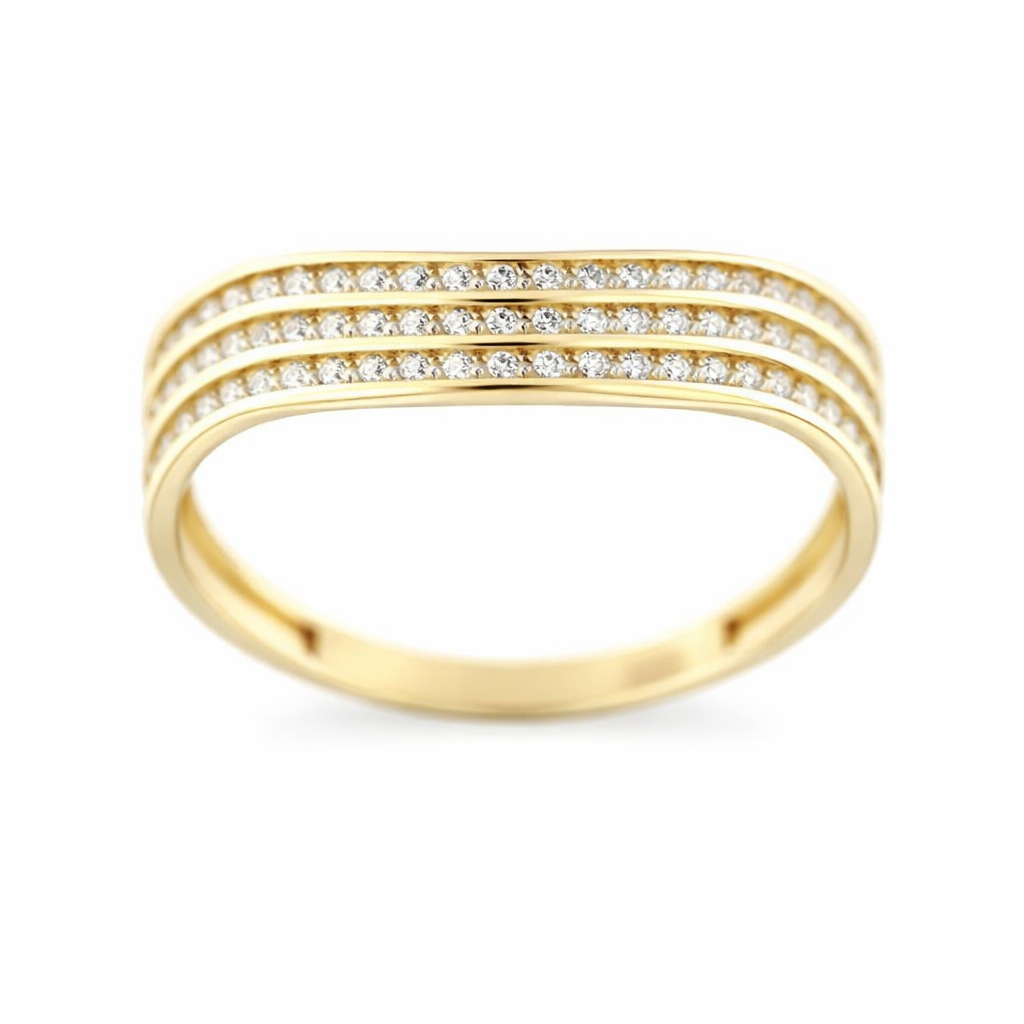 Anillo de Oro 9K Triple Fila con Circonitas Blancas