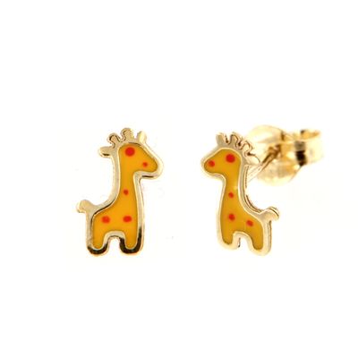 Pendiente oro niña Jirafa esmalte (Oro 18K)