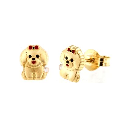 Pendientes Peerita Bichón Maltés "Sweety" en Oro 18K para Niña