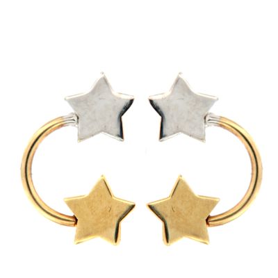 Pendientes oro doble estrellas (Oro 9K)