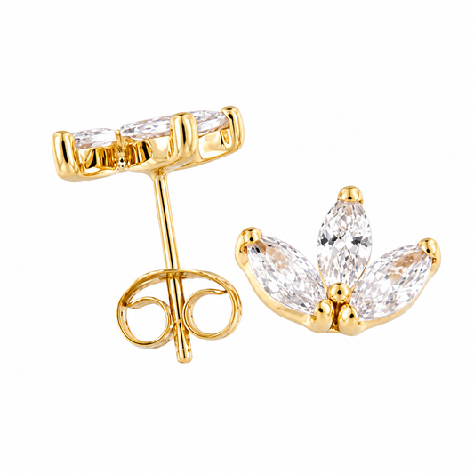 Pendientes oro 3 Marquises 5x2 (Oro 9K)