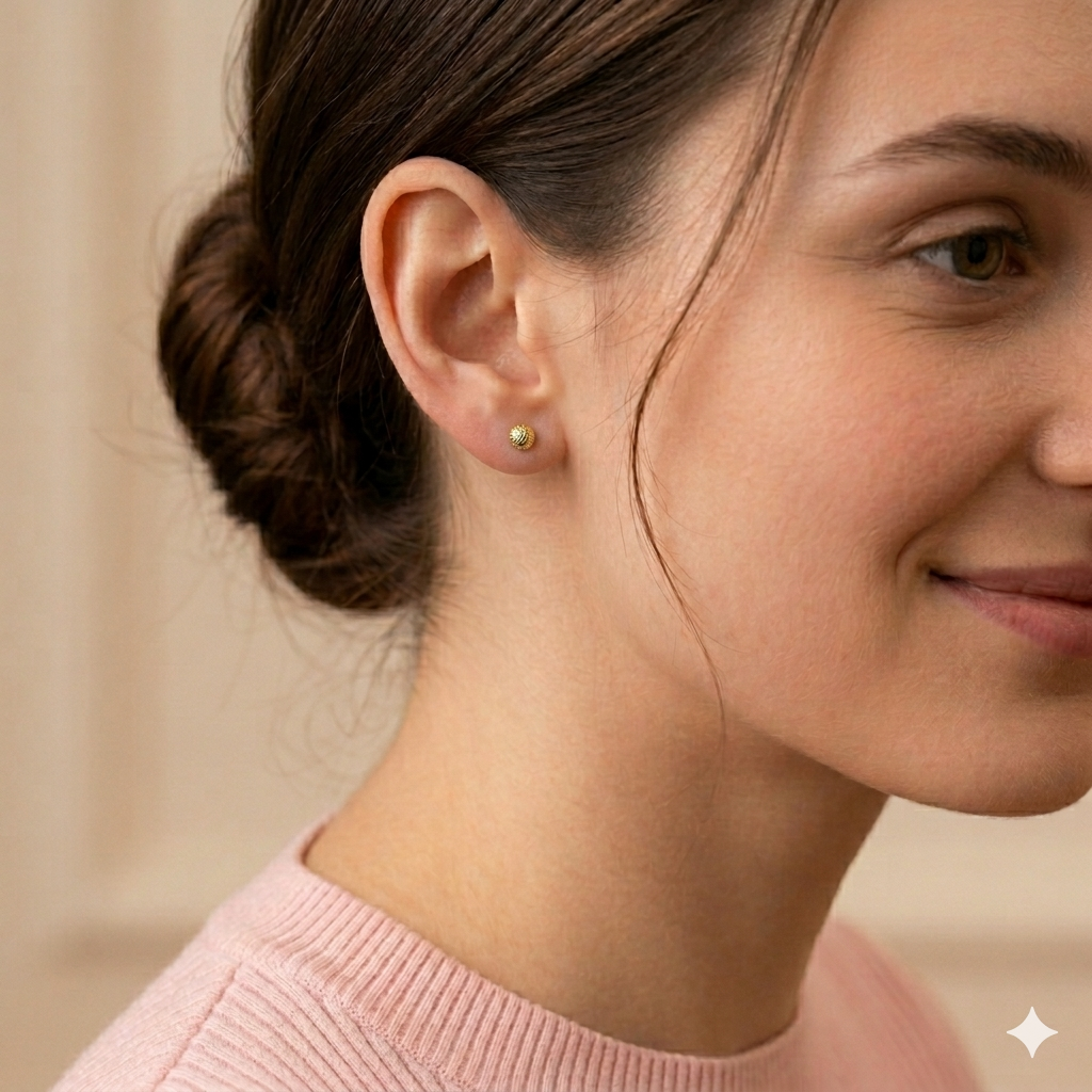 Pendientes oro Bola Láser 4 mm (Oro 9K)