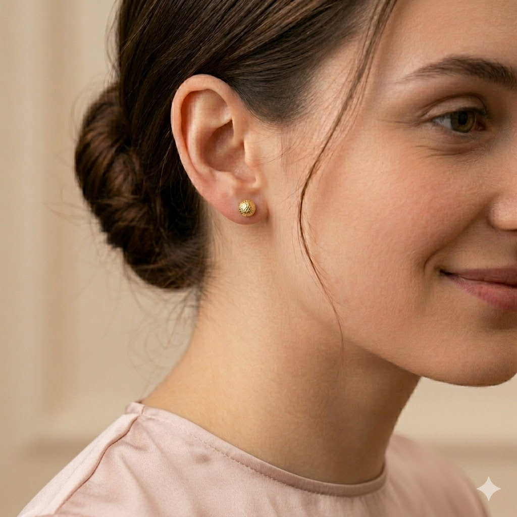 Pendientes oro Bola Láser 5 mm (Oro 9K)