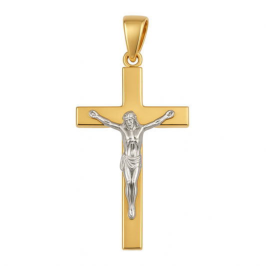Crucifijo oro 30mm Bicolor Mediano (Oro 9K)