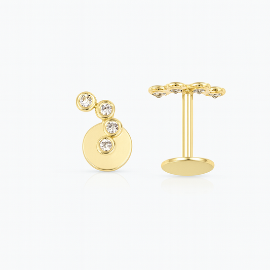 Piercing oro oreja Hélix 3 circonitas (Oro 9K)