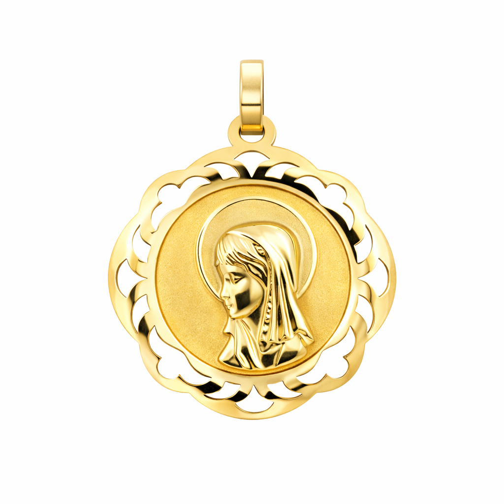 Medalla Virgen Niña Calada en Oro de Ley 750 (18K)