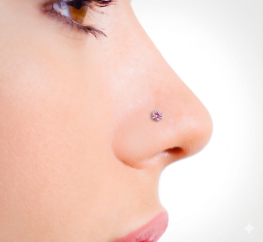 Piercing Nariz Circonita Oro 2mm 9K para Mujer