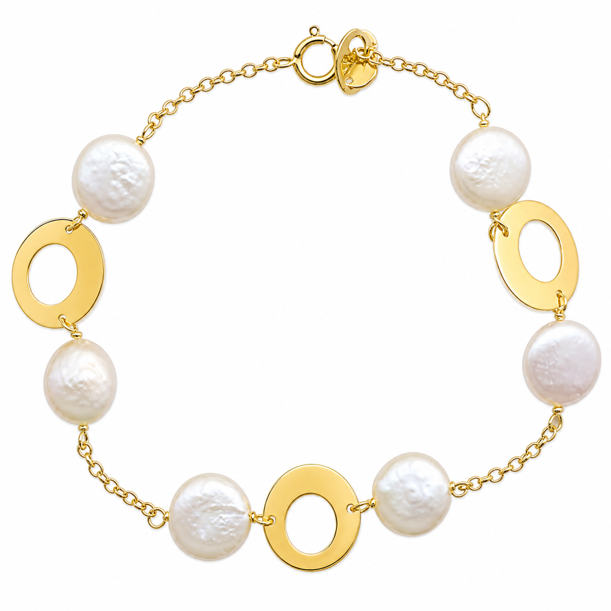 Pulsera Perlas Coin cultivadas (Oro 18K)