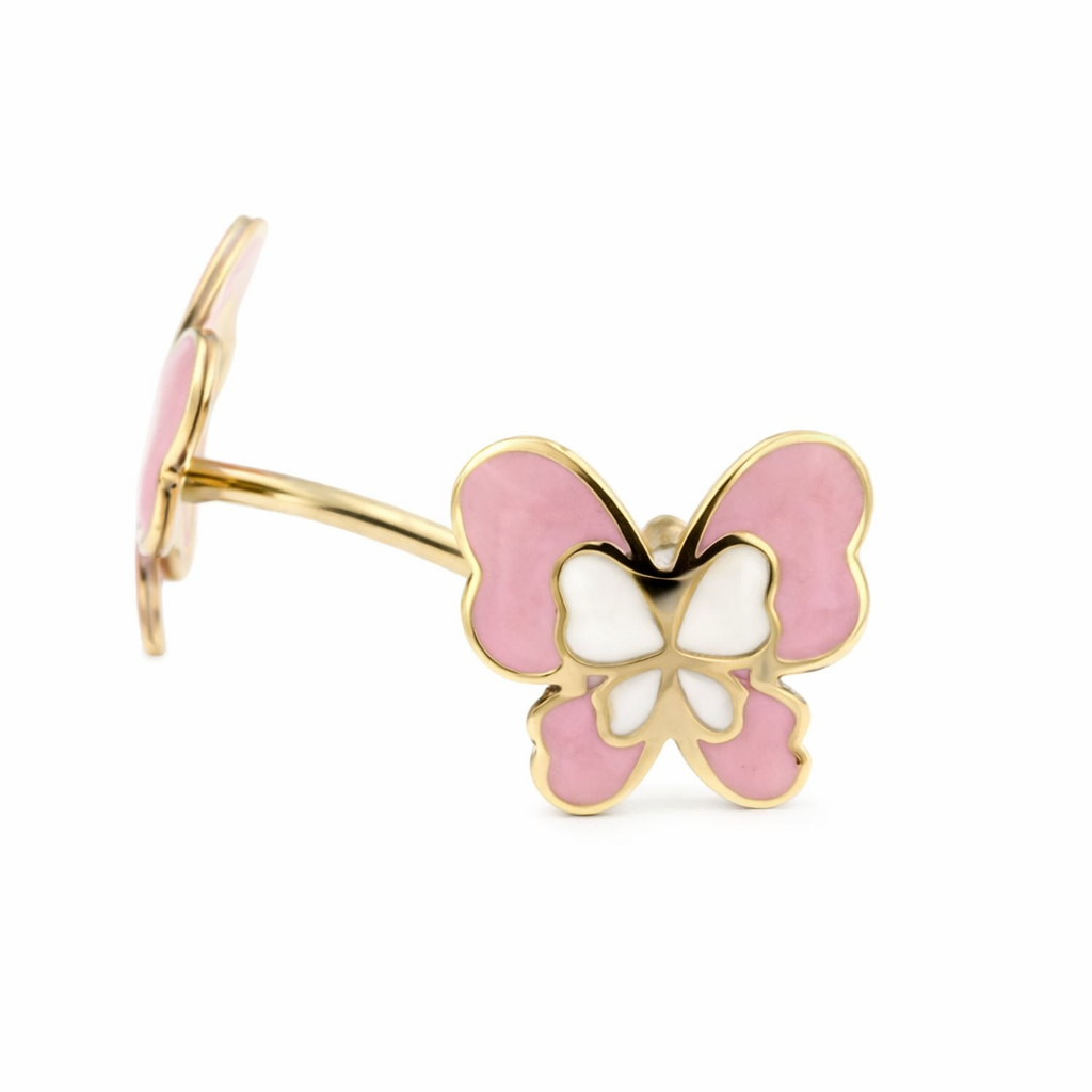 Pendientes Mariposa "Nelly" en Oro de Ley 9K para Niña 6 mm