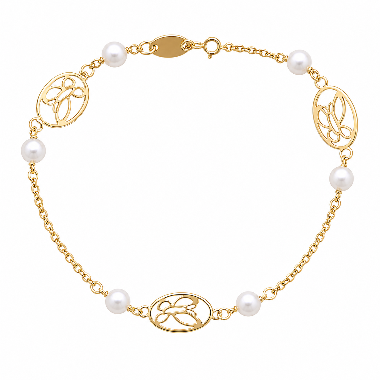 Pulsera Perlas mariposas (Oro 18K)