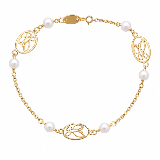 Pulsera Perlas mariposas (Oro 18K)